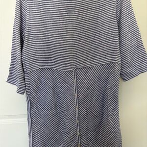 Isaac Mizrahi Blue and White Striped Linen Top
